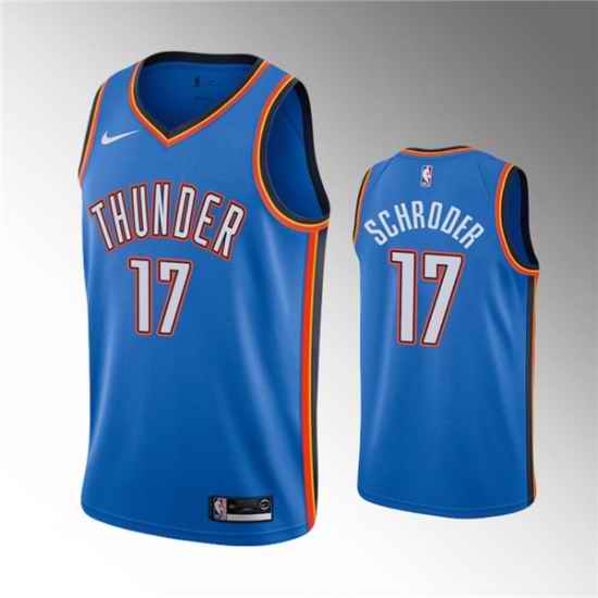 Men Oklahoma City Thunder 17 Dennis Schroder Blue Stitched Basketball Jersey